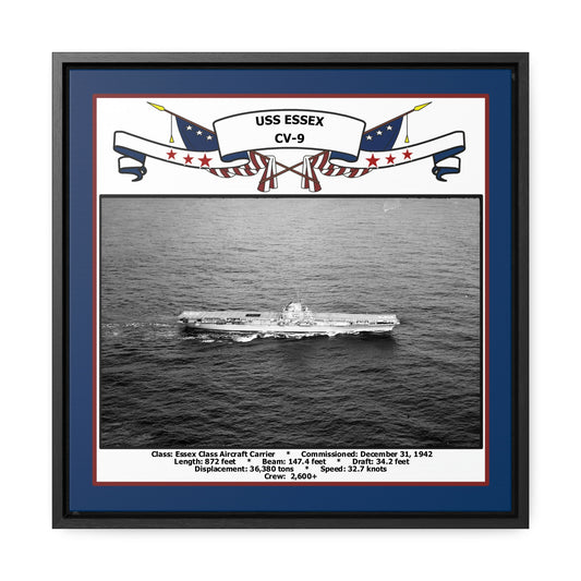 USS Essex CV-9 Navy Floating Frame Photo Front View