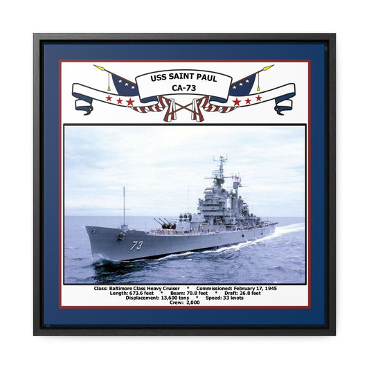 USS Saint Paul CA-73 Navy Floating Frame Photo Front View