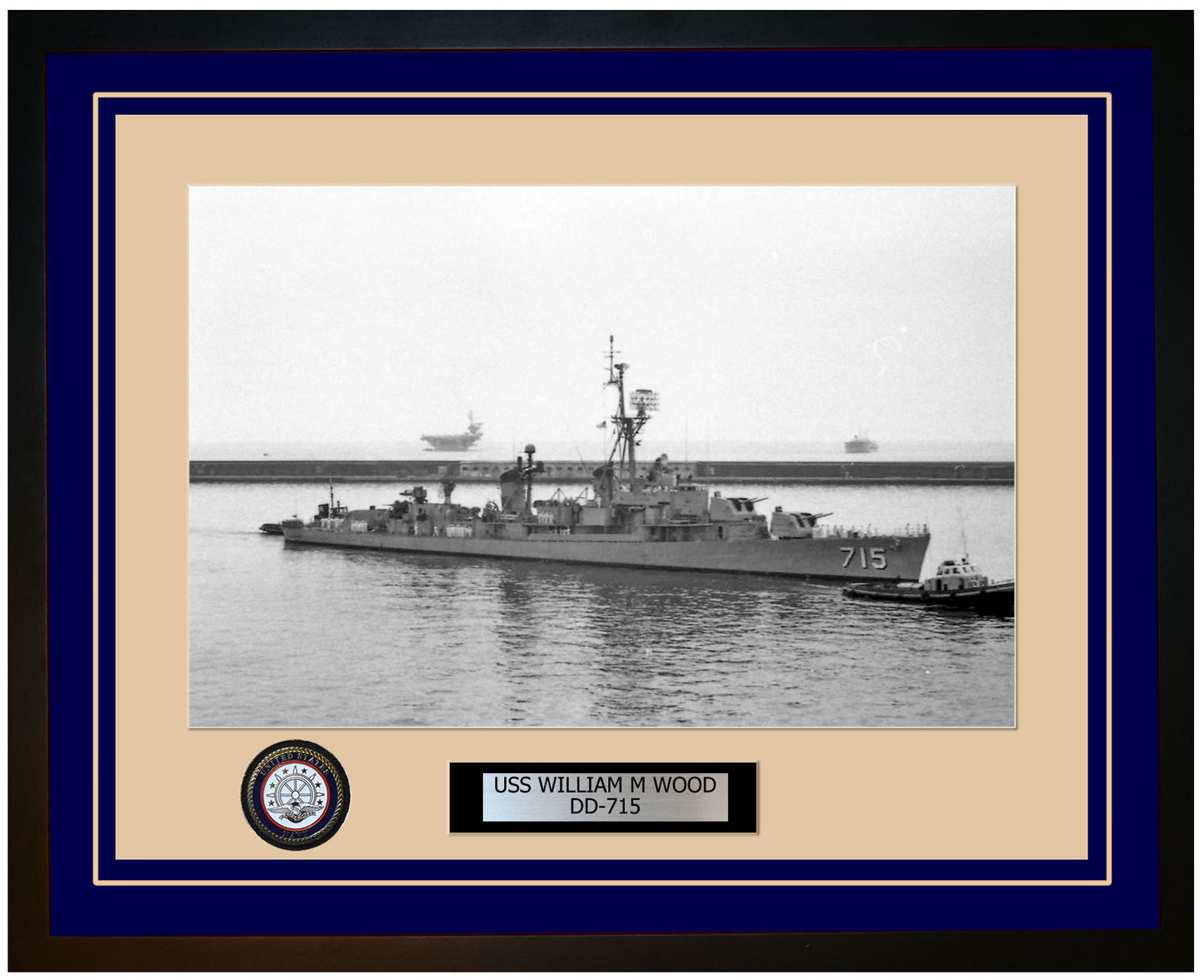 USS WILLIAM M WOOD DD-715 Framed Navy Ship Photo Blue