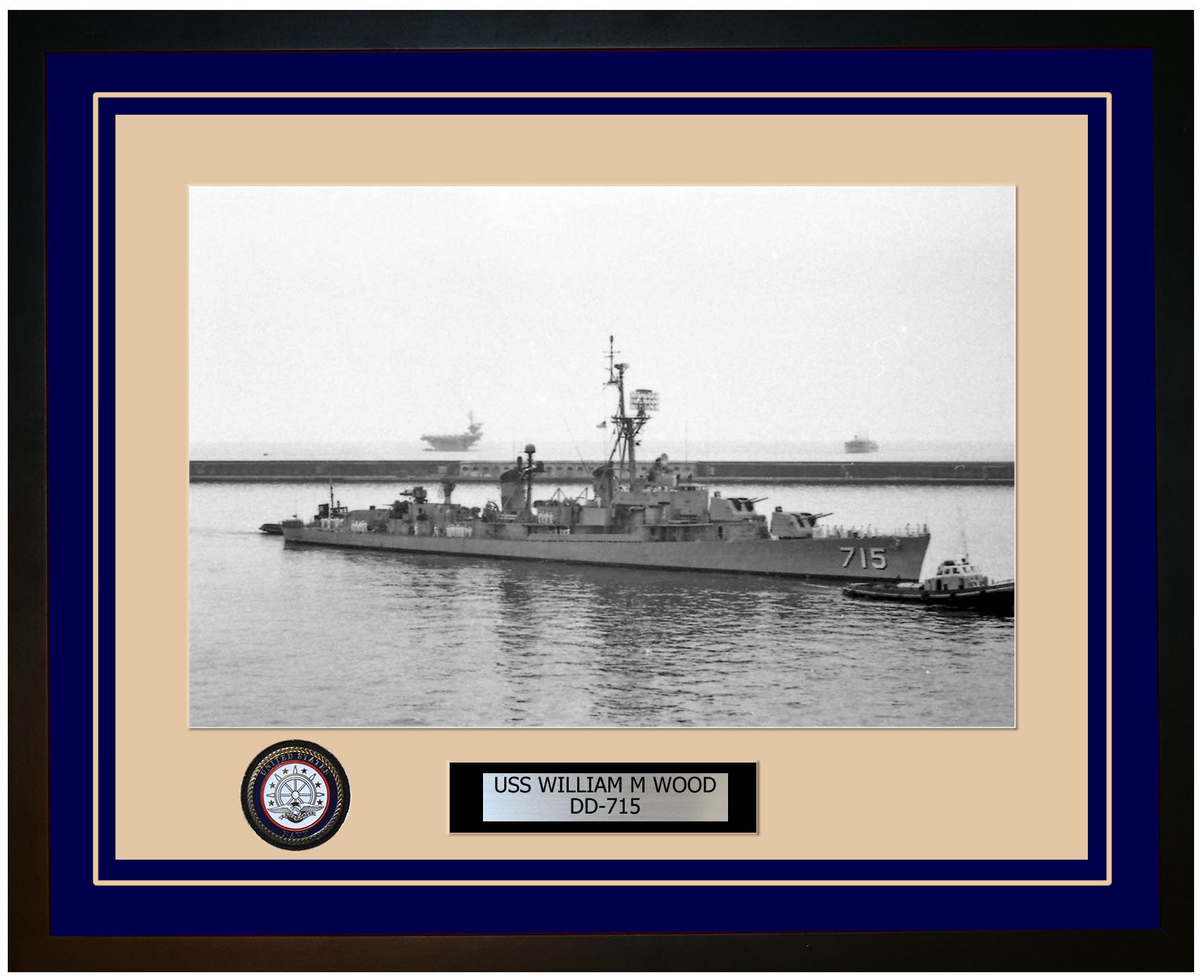 USS WILLIAM M WOOD DD-715 Framed Navy Ship Photo Blue