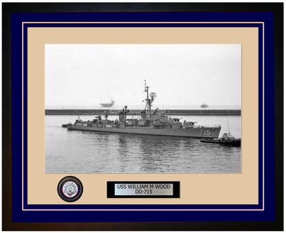 USS WILLIAM M WOOD DD-715 Framed Navy Ship Photo Blue
