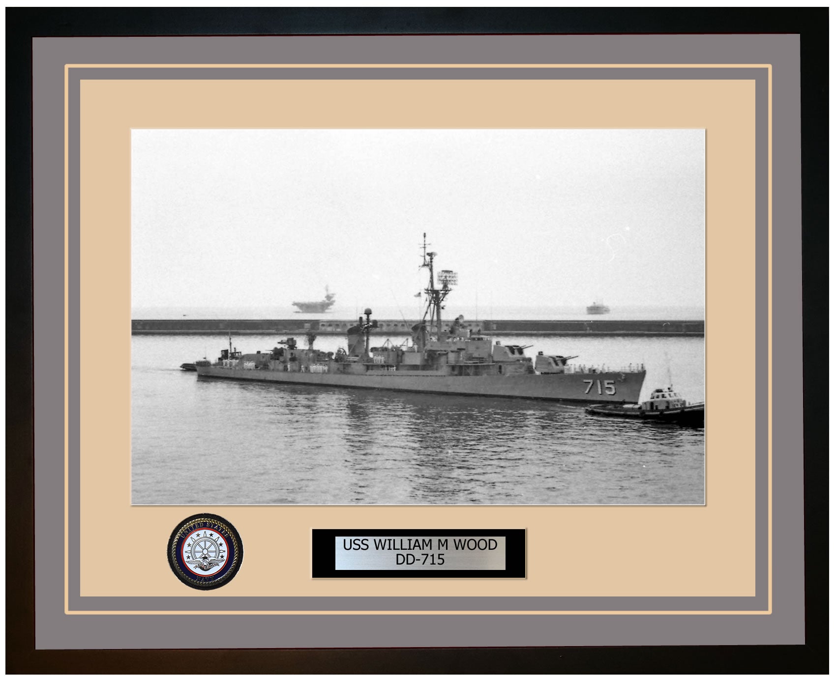 USS WILLIAM M WOOD DD-715 Framed Navy Ship Photo Grey