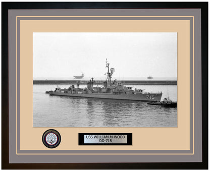 USS WILLIAM M WOOD DD-715 Framed Navy Ship Photo Grey