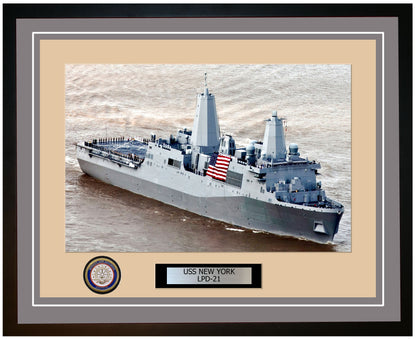 USS New York LPD-21 Framed Navy Ship Photo Grey