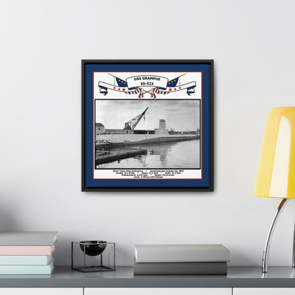 USS Grampus SS-523 Navy Floating Frame Photo Desk View