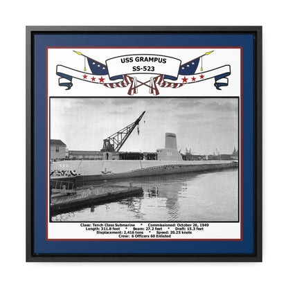 USS Grampus SS-523 Navy Floating Frame Photo Front View
