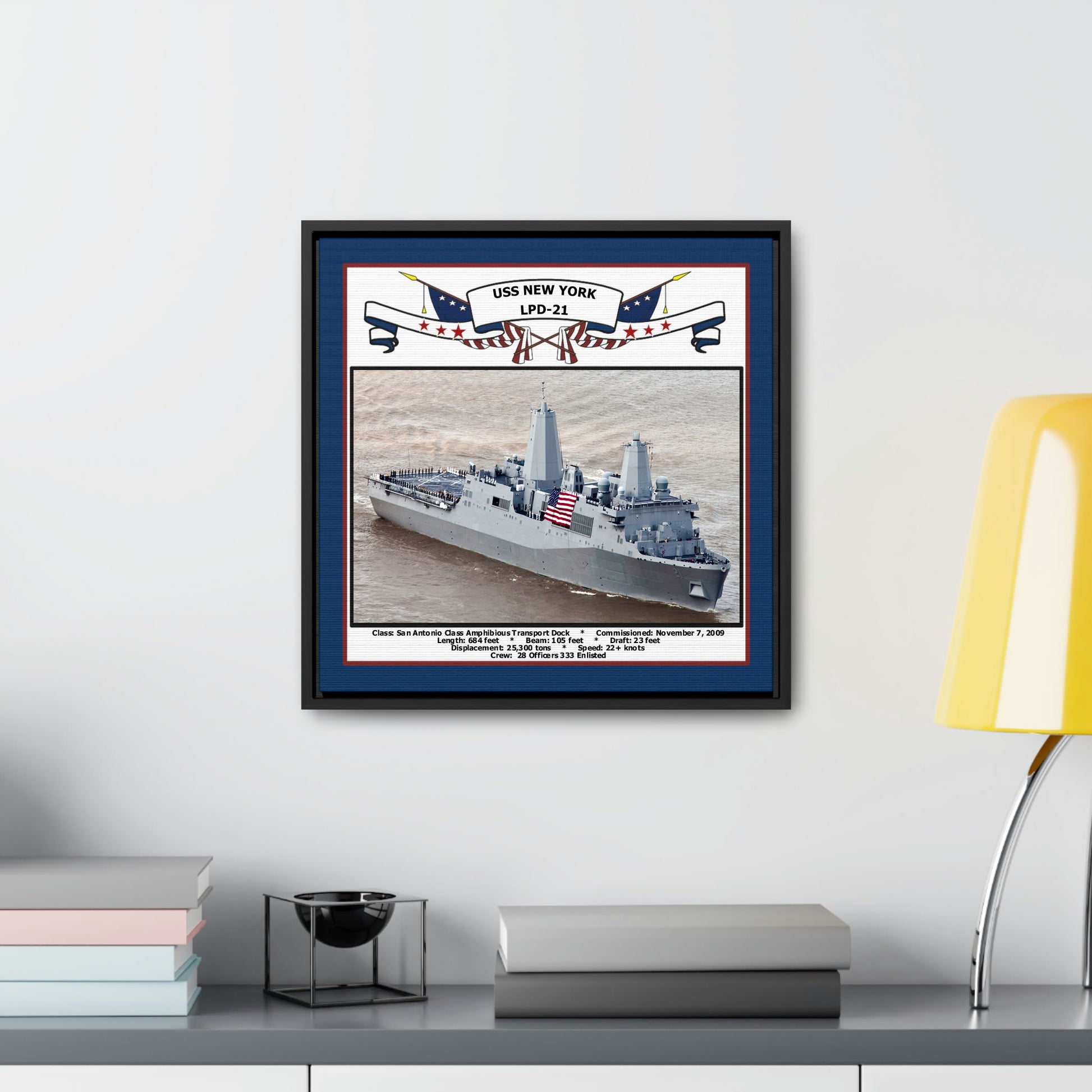 USS New York LPD-21 Navy Floating Frame Photo Desk View