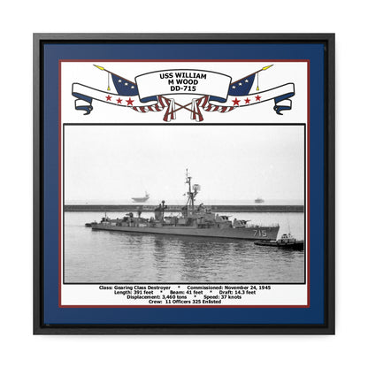 USS William M Wood DD-715 Navy Floating Frame Photo Front View