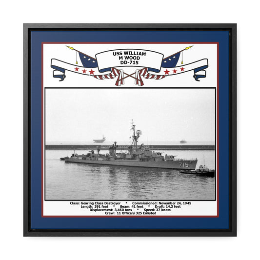 USS William M Wood DD-715 Navy Floating Frame Photo Front View