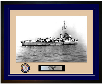 USS Fogg DE-57 Framed Navy Ship Photo Blue