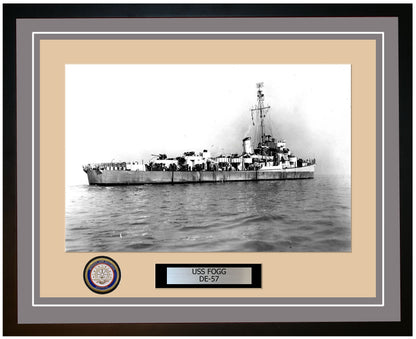 USS Fogg DE-57 Framed Navy Ship Photo Grey