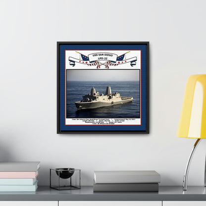 USS San Diego LPD-22 Navy Floating Frame Photo Desk View