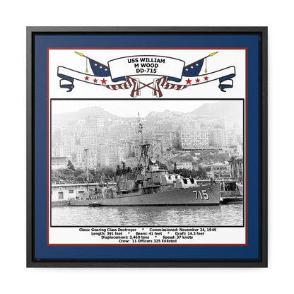 USS William M Wood DD-715 Navy Floating Frame Photo Front View