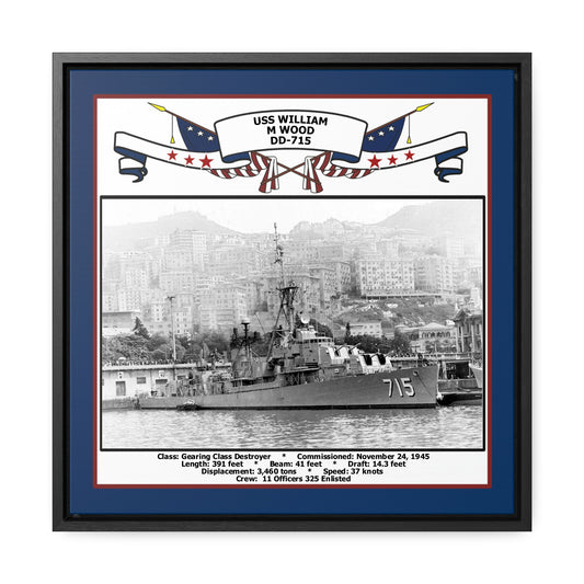 USS William M Wood DD-715 Navy Floating Frame Photo Front View