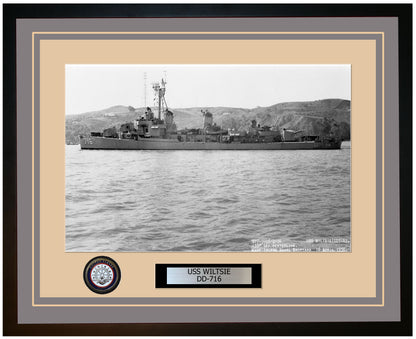 USS WILTSIE DD-716 Framed Navy Ship Photo Grey