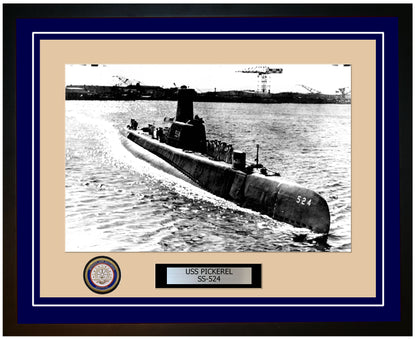 USS Pickerel SS-524 Framed Navy Ship Photo Blue