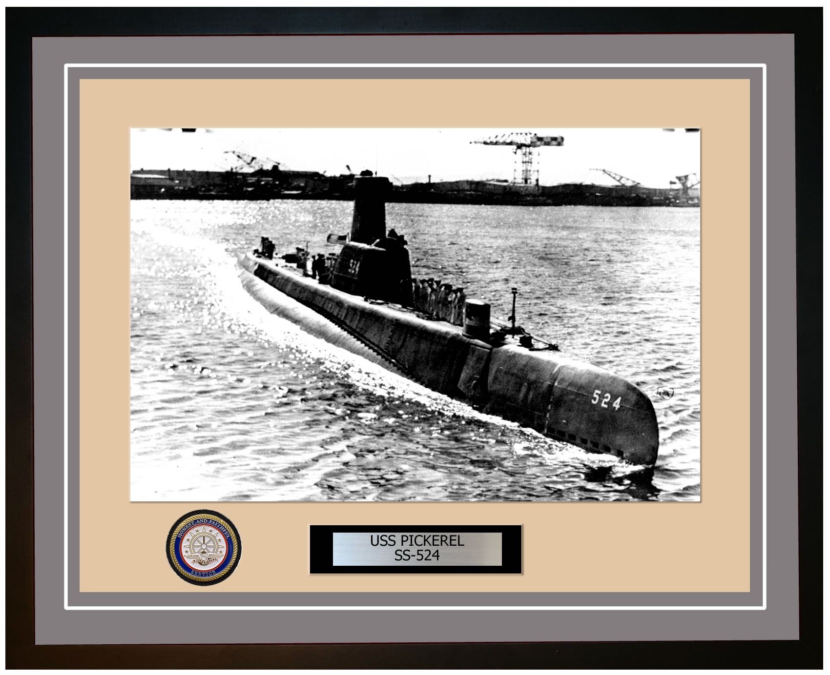 USS Pickerel SS-524 Framed Navy Ship Photo Grey