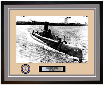 USS Pickerel SS-524 Framed Navy Ship Photo Grey