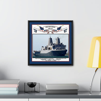 USS San Diego LPD-22 Navy Floating Frame Photo Desk View