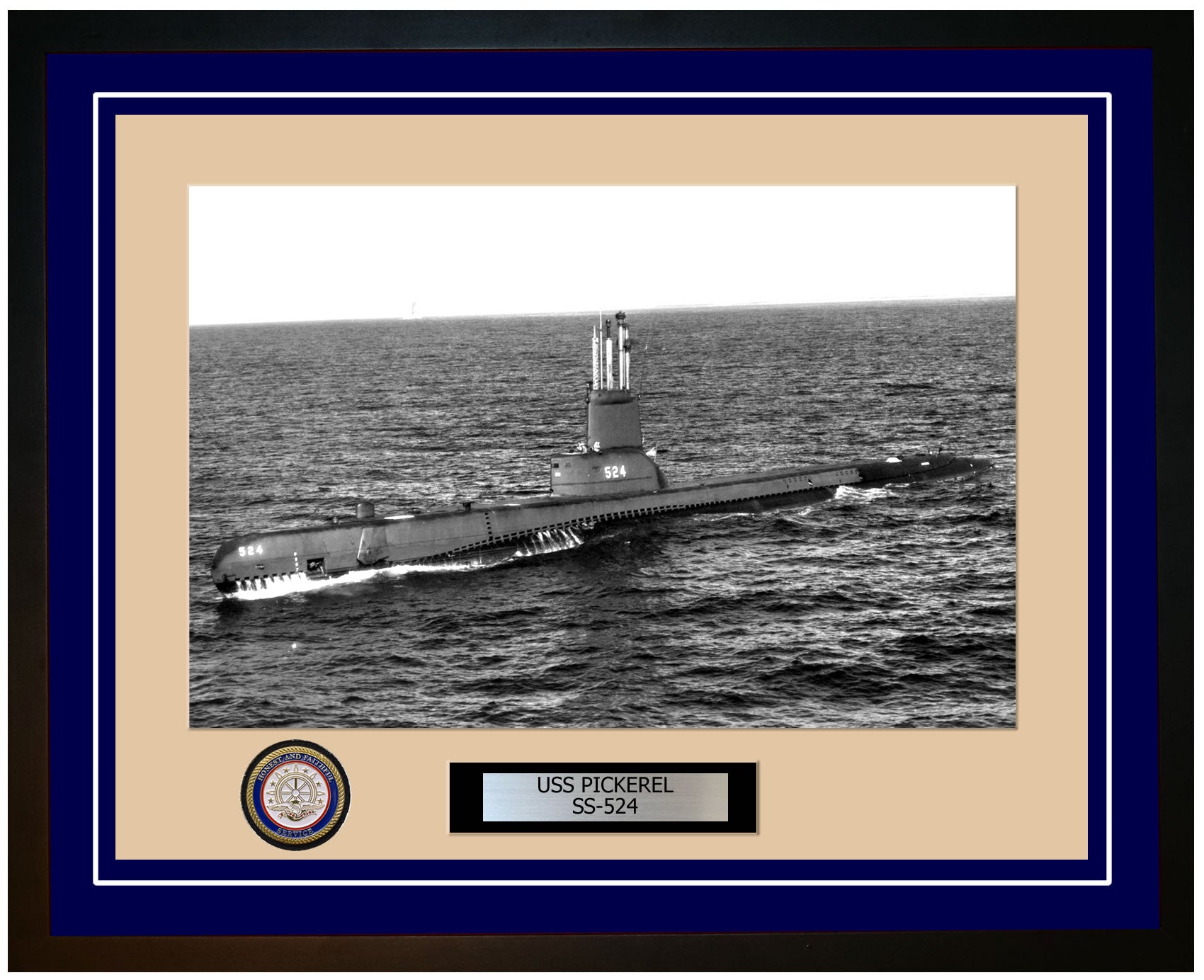 USS Pickerel SS-524 Framed Navy Ship Photo Blue