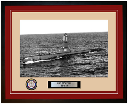USS Pickerel SS-524 Framed Navy Ship Photo Burgundy