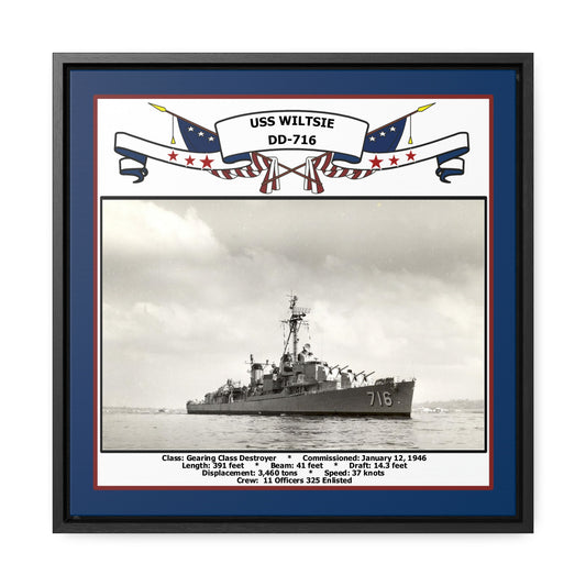 USS Wiltsie DD-716 Navy Floating Frame Photo Front View