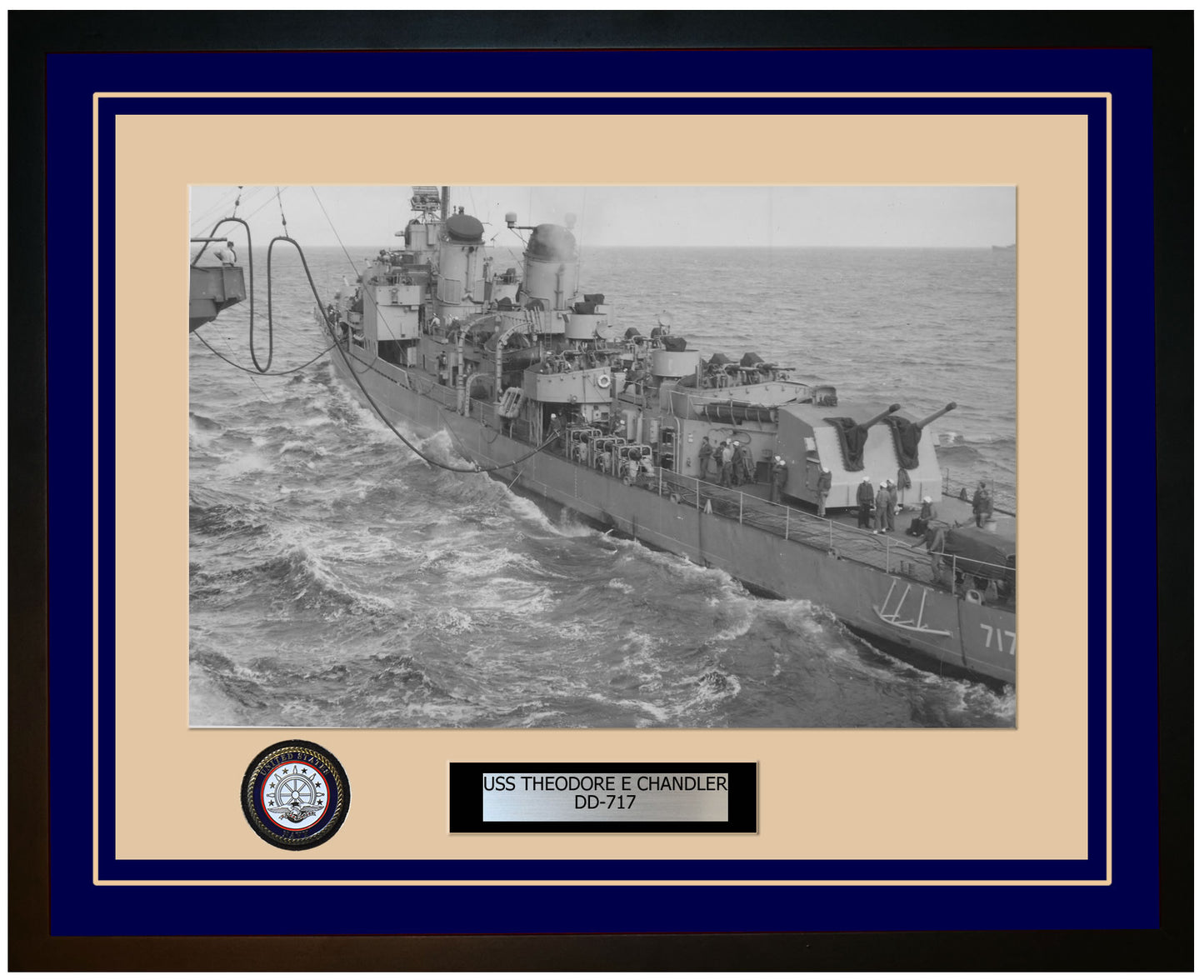 USS THEODORE E CHANDLER DD-717 Framed Navy Ship Photo Blue