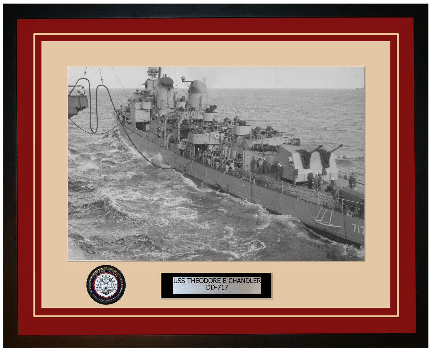 USS THEODORE E CHANDLER DD-717 Framed Navy Ship Photo Burgundy