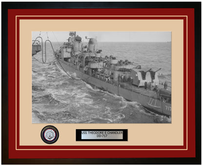 USS THEODORE E CHANDLER DD-717 Framed Navy Ship Photo Burgundy