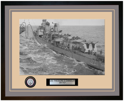 USS THEODORE E CHANDLER DD-717 Framed Navy Ship Photo Grey