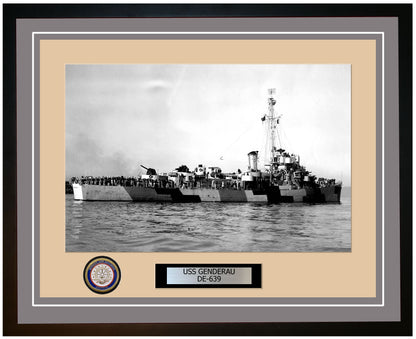 USS Genderau DE-639 Framed Navy Ship Photo Grey