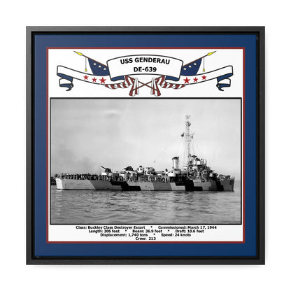 USS Genderau DE-639 Navy Floating Frame Photo Front View