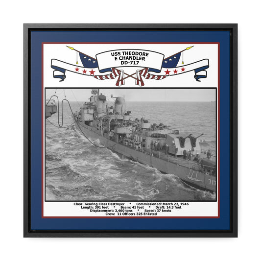 USS Theodore E Chandler DD-717 Navy Floating Frame Photo Front View
