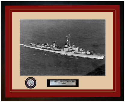 USS THEODORE E CHANDLER DD-717 Framed Navy Ship Photo Burgundy