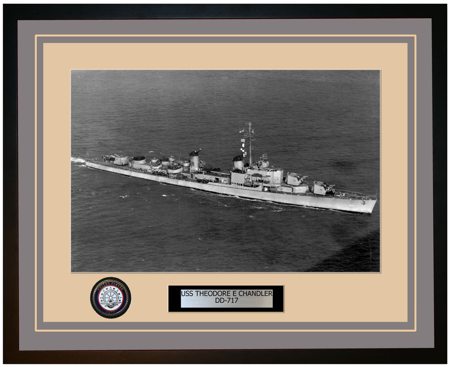 USS THEODORE E CHANDLER DD-717 Framed Navy Ship Photo Grey
