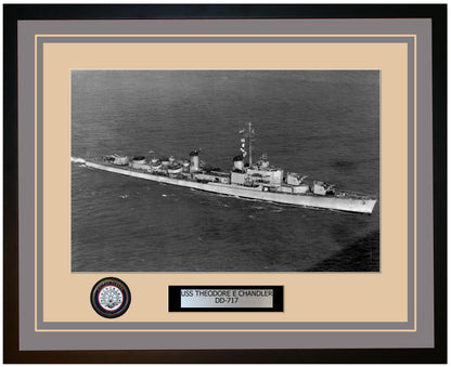 USS THEODORE E CHANDLER DD-717 Framed Navy Ship Photo Grey