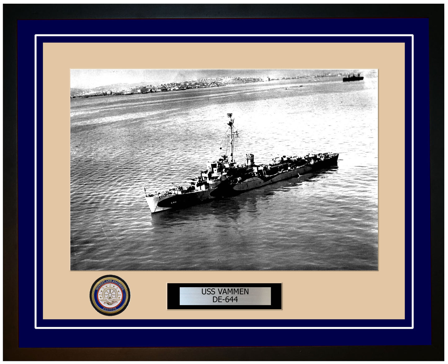 USS Vammen DE-644 Framed Navy Ship Photo Blue