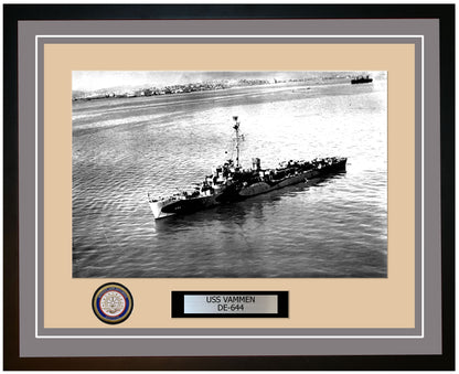 USS Vammen DE-644 Framed Navy Ship Photo Grey