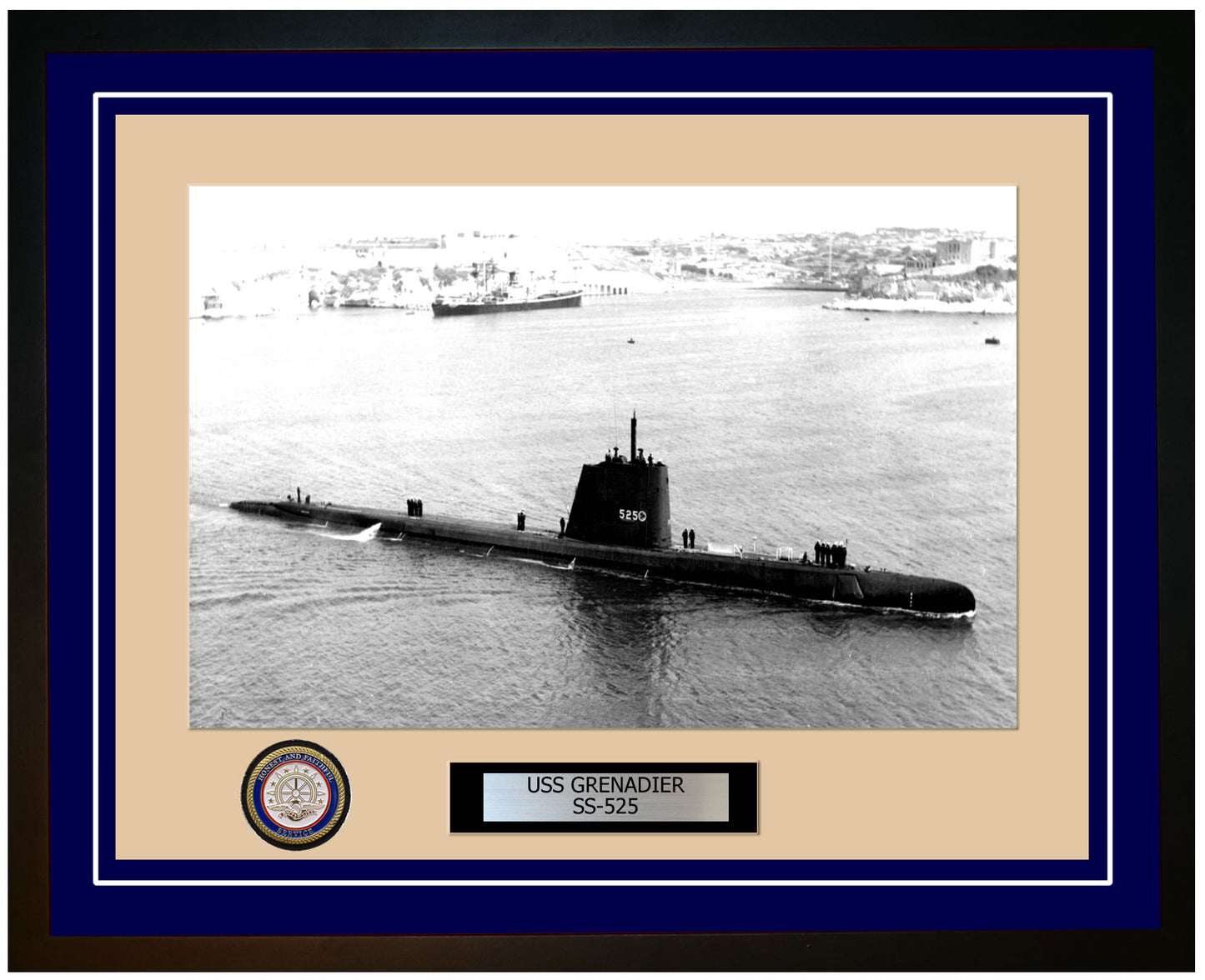USS Grenadier SS-525 Framed Navy Ship Photo Blue