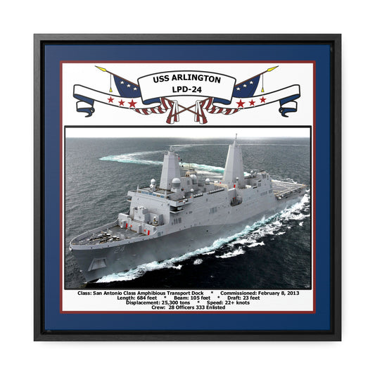 USS Arlington LPD-24 Navy Floating Frame Photo Front View