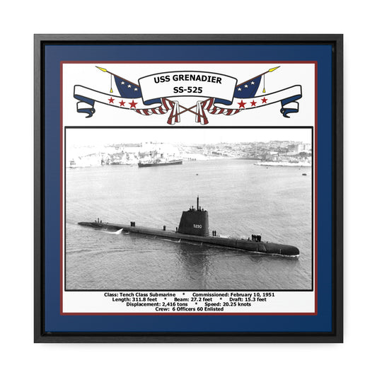 USS Grenadier SS-525 Navy Floating Frame Photo Front View