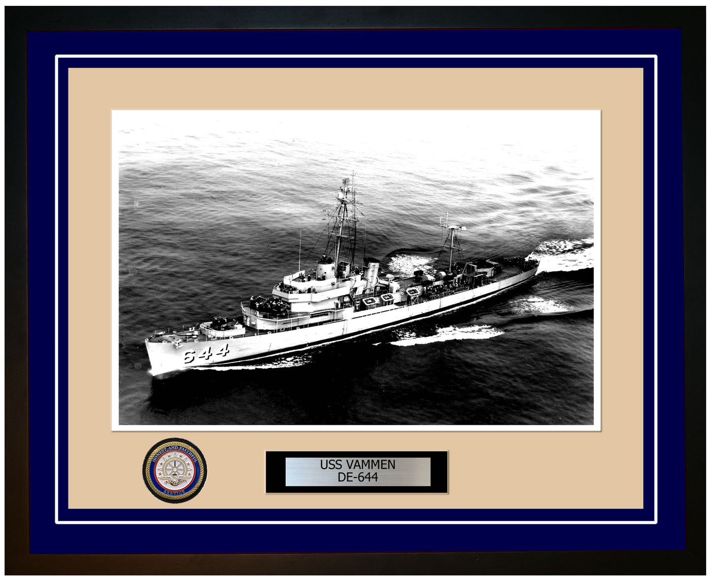 USS Vammen DE-644 Framed Navy Ship Photo Blue