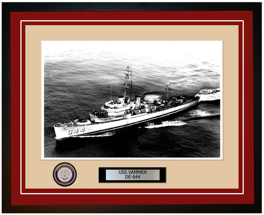 USS Vammen DE-644 Framed Navy Ship Photo Burgundy