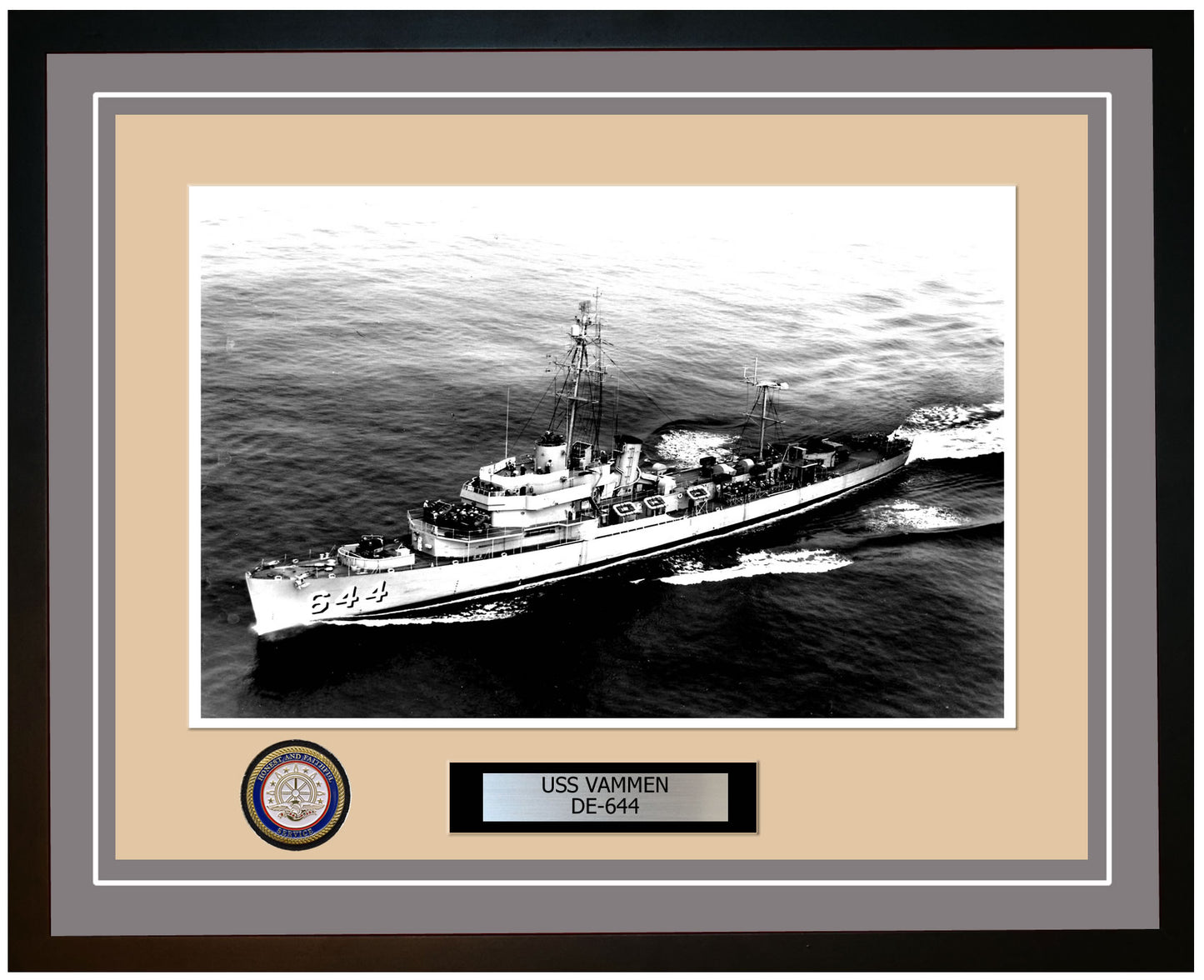 USS Vammen DE-644 Framed Navy Ship Photo Grey
