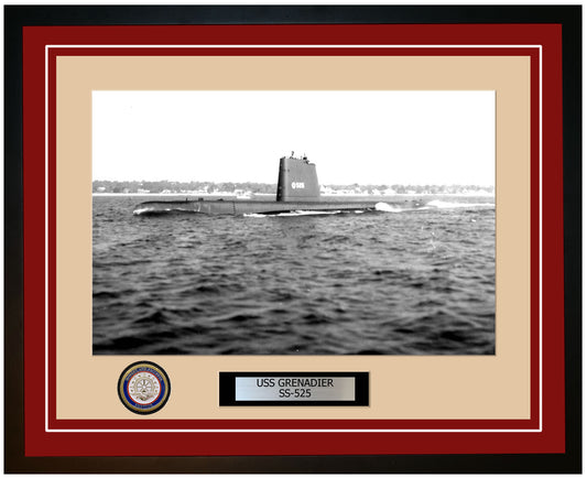 USS Grenadier SS-525 Framed Navy Ship Photo Burgundy