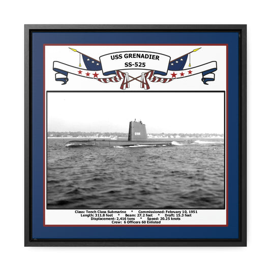 USS Grenadier SS-525 Navy Floating Frame Photo Front View