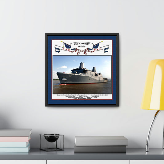 USS Somerset LPD-25 Navy Floating Frame Photo Desk View