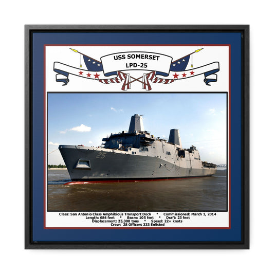 USS Somerset LPD-25 Navy Floating Frame Photo Front View