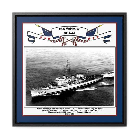 USS Vammen DE-644 Navy Floating Frame Photo Front View