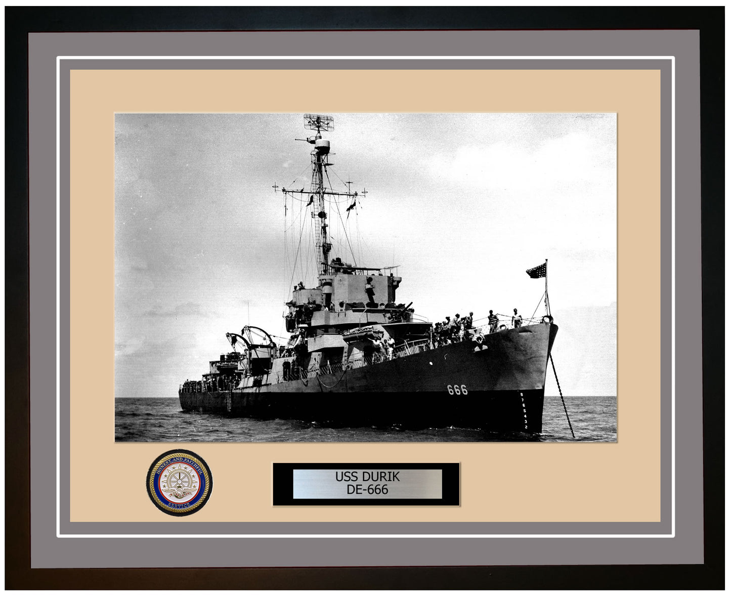 USS Durik DE-666 Framed Navy Ship Photo Grey